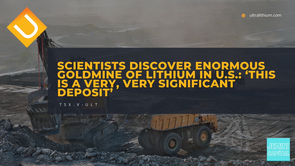Ultra_Lithium's tweet photo. Unearthed: One of the world's largest #lithium deposits right in the U.S.! https://t.co/Zkpoc0ne2Y #LithiumDiscovery #GreenEnergyFuture #advancedbatteries #trade #EVRevolution #invest #StockMarket @VisualCap @CapitalJemini @goldsilver_pros #stocks @VivasVK7 #LithiumGoldmine https://t.co/jfWN6SxBCc