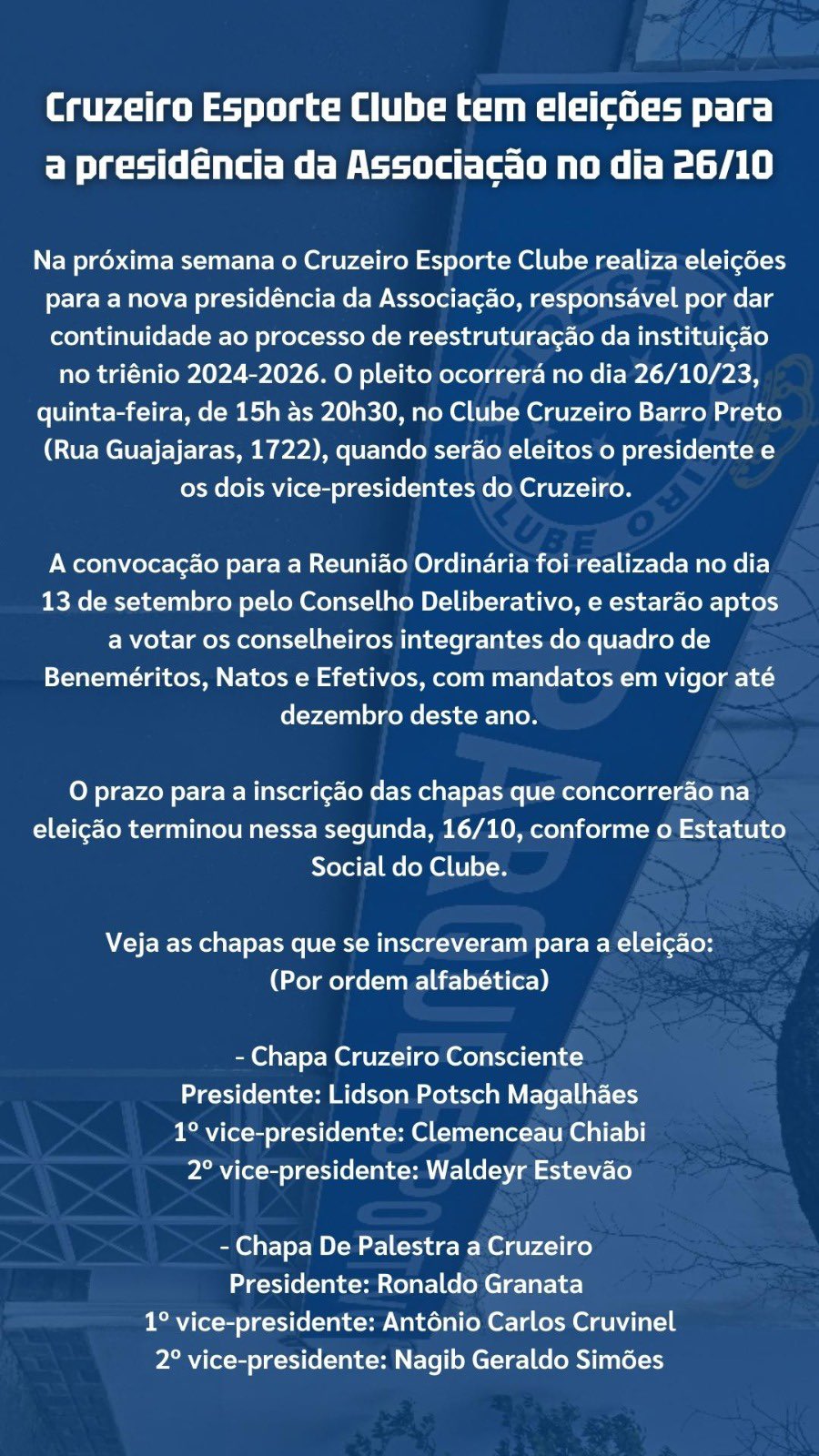Clube Cruzeiro Barro Preto - Clubes do Cruzeiro