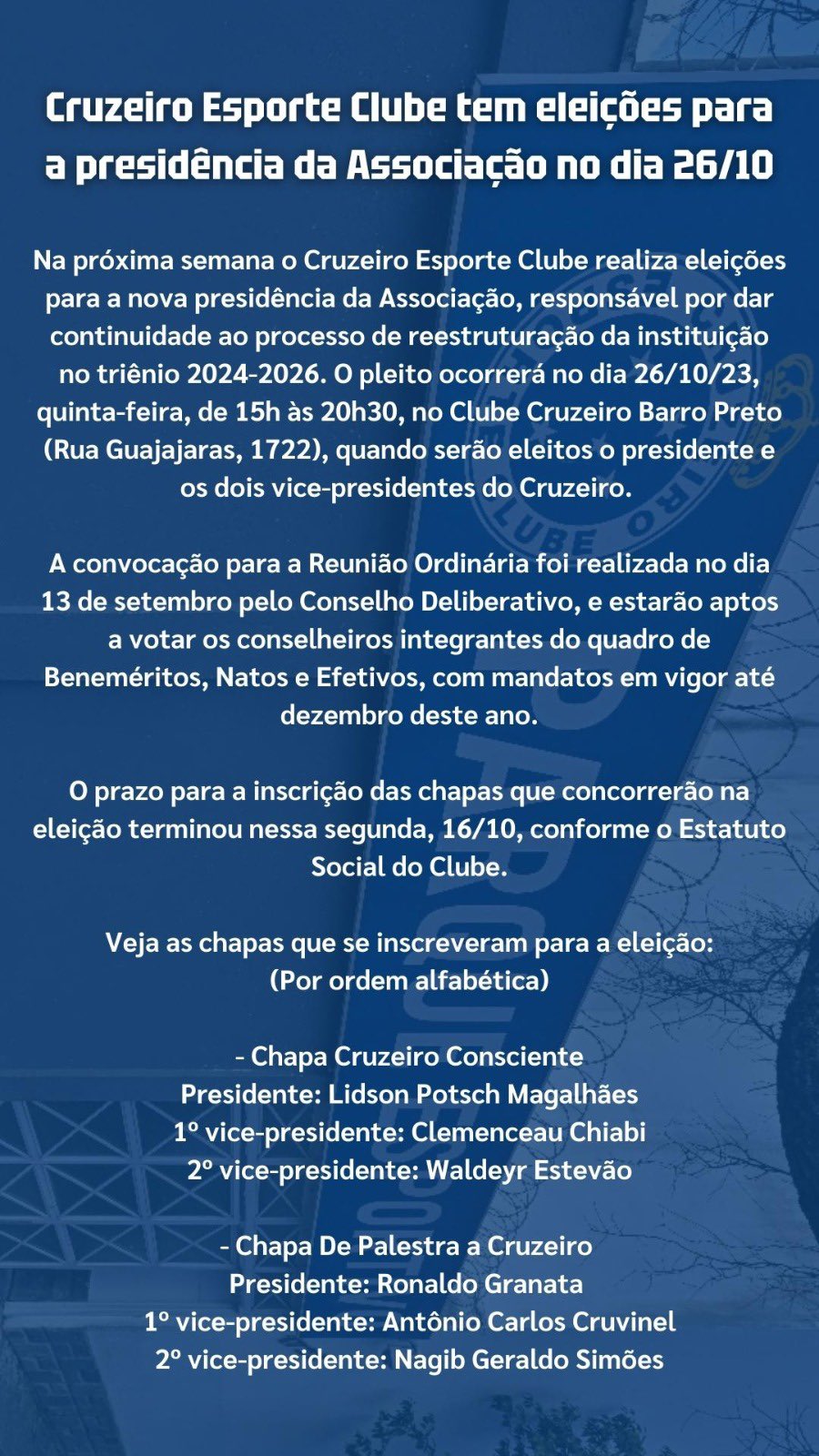 Clube Cruzeiro Pampulha - Clubes do Cruzeiro