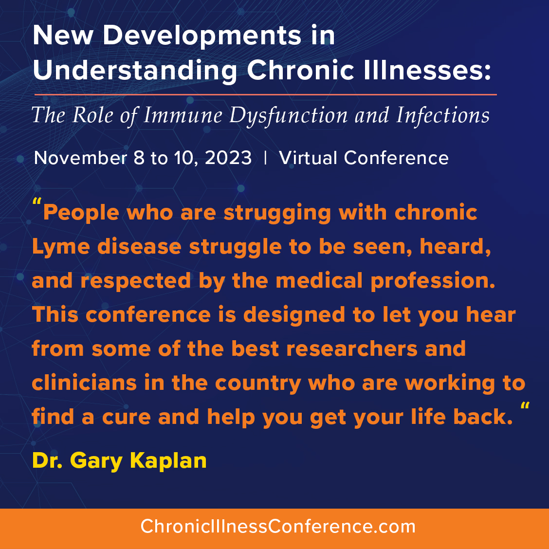 FTRecovery's tweet photo. SIGN UP FOR THE VIRTUAL CONFERENCE TODAY!
Listen to leading researchers &amp; clinicians from around the world discuss the advances in our understanding of some of the most disabling chronic illnesses like #chronicLymedisease. https://t.co/i9TLkMEm2e
#LongLyme #lyme #chronicillness https://t.co/Ake9KNhb8T