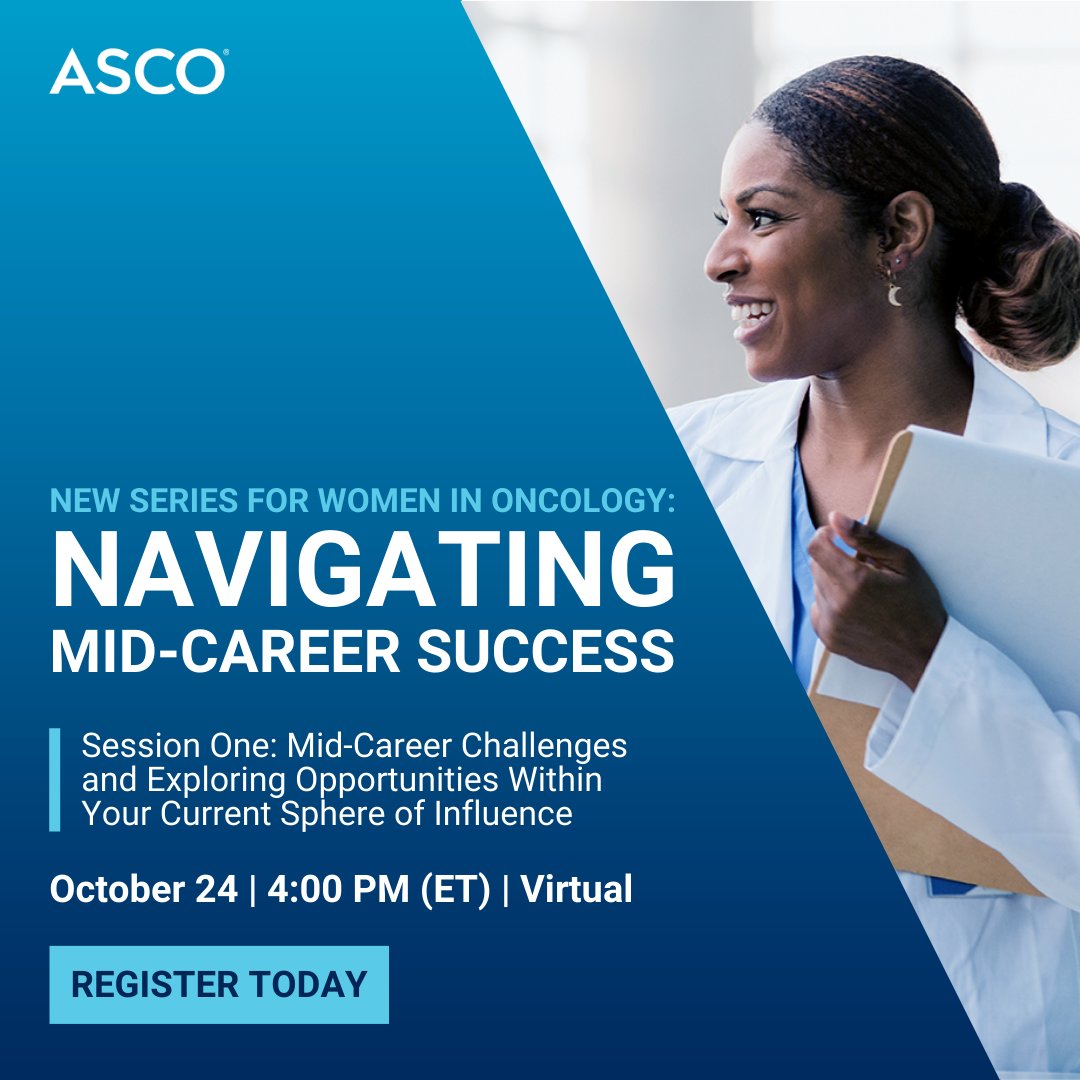 Hear from and connect w other #WomenInOncology in a new series, Navigating Mid-Career Success — don't miss the first session on Tues. 10/24! Register: brnw.ch/21wDBQQ @HemOncWomenDocs @IshwariaMD @SuzanneColeMD @SoniSmithMD @AMarshallMD @AshleySumrallMD @NathalieMckenz3