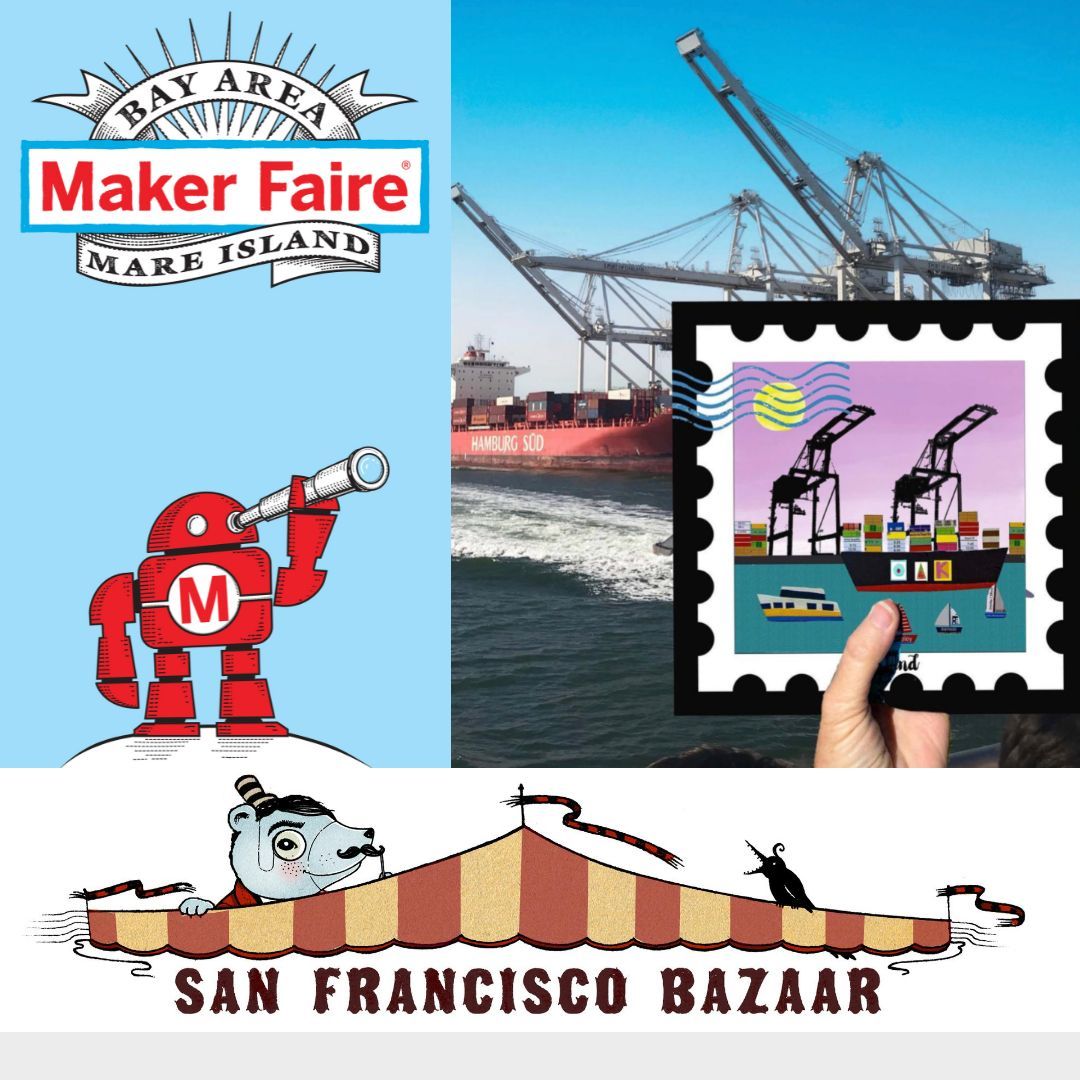 sfbazaar's tweet image. Jennifer Clifford's art @adventures_in_collage works with repurposed  papers and pressed flowers to make iconic and vibrant artistic renditions of beloved landmarks both local and around  the globe. Catch her artwork under the @MakerFaire Maker Market tent this weekend only!