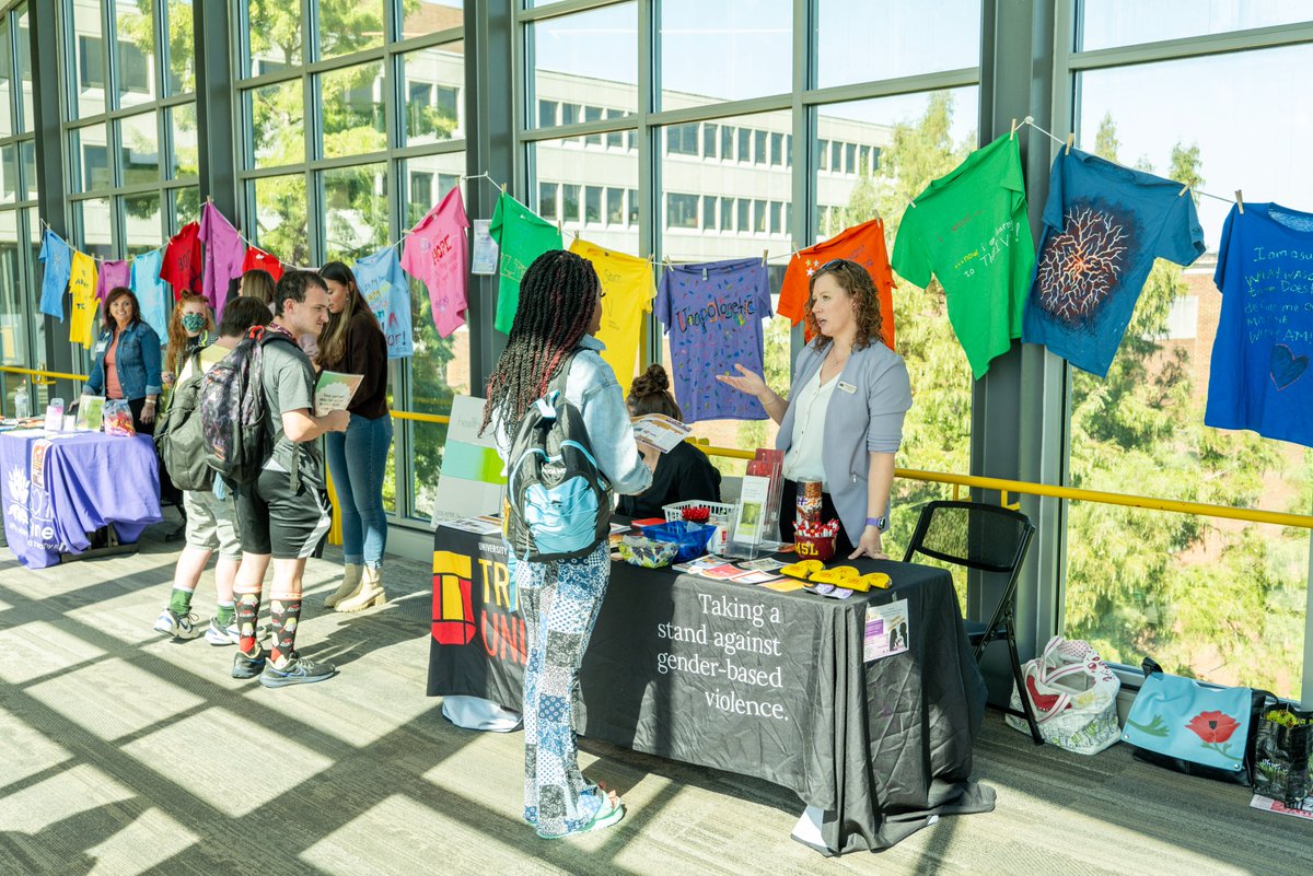 Did you see us last Tues., 10/10th on The Bridge?  Here is our UMSL Tritons United CCRT members representing for National Domestic &amp; Dating Violence Awareness Month.  Hope to see you out at our next tabling events in 2024!  #DomesticViolenceAwarenessMonth      #umsltritonsunited