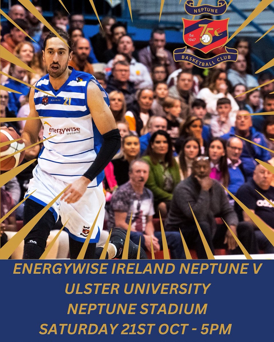 Our Superleague team are back in action this Saturday the 21st at 5pm, against newly promoted @ulsterunibball, we look forward to welcoming home @shaneoconnor10 , let’s get to the stadium and support the team, tip off 5pm this Saturday. #weareneptune #tunearmy