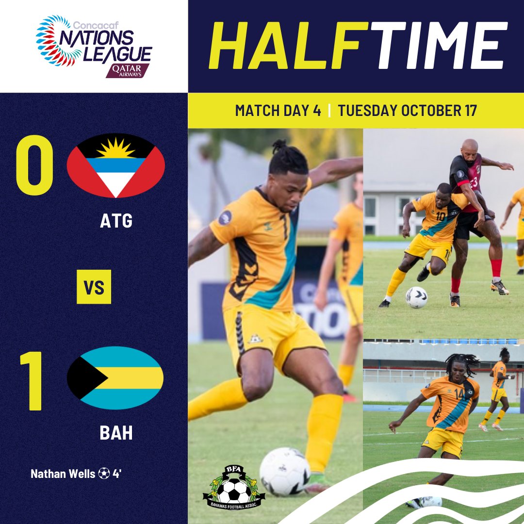 ⏰ Half-time update: It's an intense battle on foreign soil. Keep the energy up, Bahamas fans, even from afar, as Bahamas takes the lead by 1-0! 🙏⚽ #HalfTime #BahamasStrong