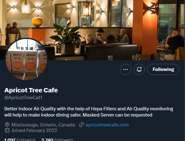 exceptionalfood's tweet photo. Shout out to @ApricotTreeCaf1
They are taking a proactive approach, showing they care about their diners and staff!!
This is how it is done!
#COVIDIsNotOver #COVIDisAirborne #MedTwitter #CleanAir #foodies #foodie #Restaurant #FoodLover #FoodLovers #restaurants #ONTFood https://t.co/fTvpwYRylA
