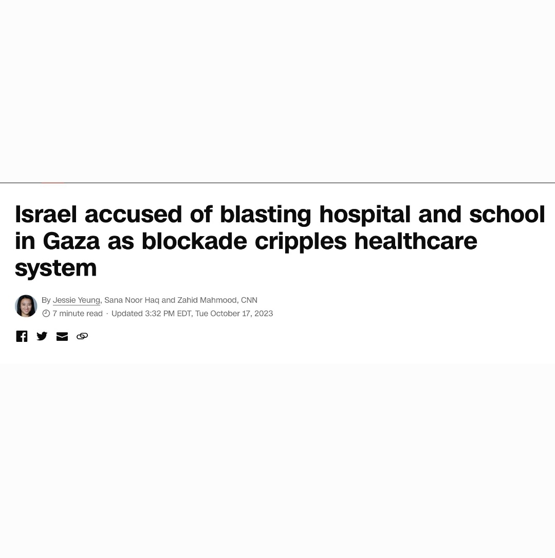 DrEliDavid's tweet photo. CNN when it was thought Israel attacked the hospital: “Israel accused of blasting hospital”

CNN when it was confirmed terrorists' rocket caused it: “Hundreds likely dead in Gaza hospital blast”, careful not to blame the terrorists 🤡 https://t.co/TqFTAwtd29