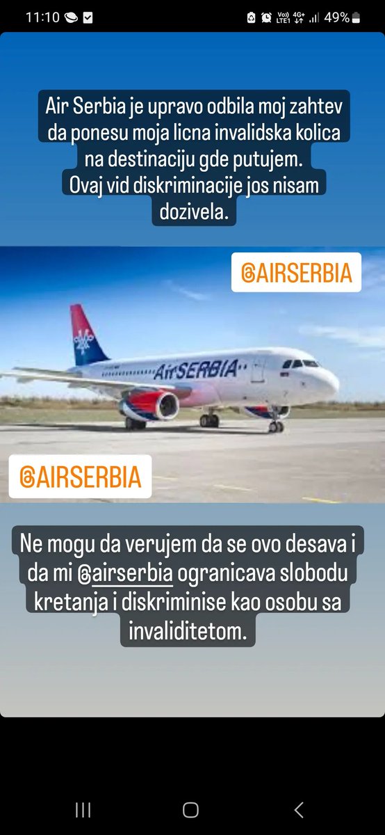 Molim za Reetweet 🙏
U zivotu se nisam osecala ovako porazavajuce i dozivela ovoliku diskriminaciju. <a href="/airserbia/">Air Serbia</a>