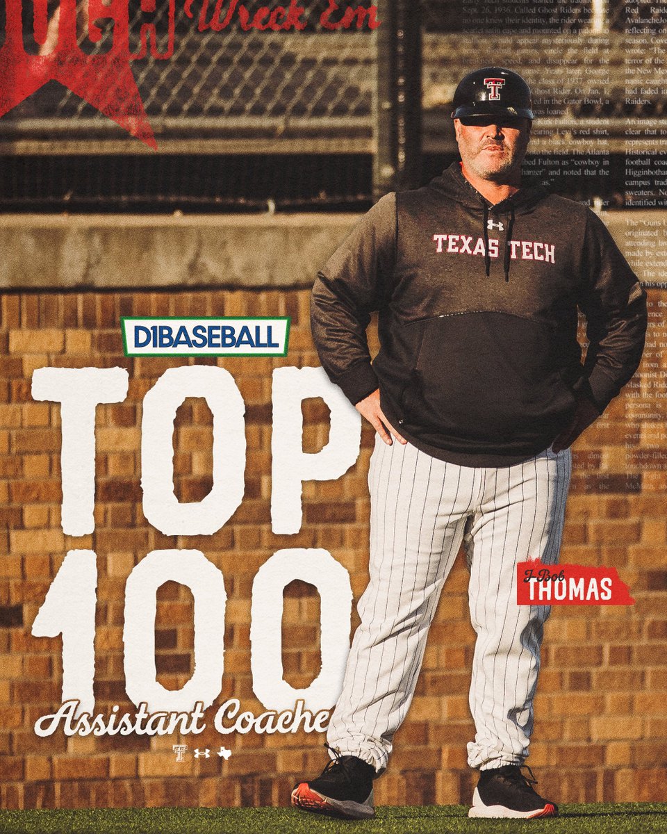 One of the best in the game! 

Congrats to our recruiting coordinator and assistant coach J-Bob Thomas for being named one of the Top-100 Assitant Coaches in all of college baseball! 

#WreckEm | <a href="/d1baseball/">D1Baseball</a>