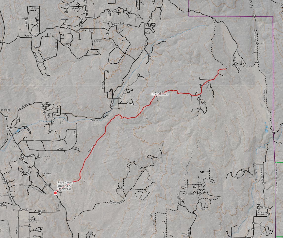 CALFIRERRU's tweet photo. #StanleyFire [UPDATE] 2:10 p.m. - The fire is currently 12 acres.  A road closure is in place on Stanley Road at Sage Rd. https://t.co/Dgb0iHQ9Si