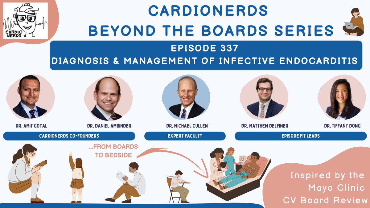 💡Inspired by the @MayoClinicCV Board Course, tune into the latest @CardioNerds episode with renowned clinician-educator Dr. Cullen @mwcullen & CardioNerds @AmitGoyalMD, @msdmsdoms, @TiffanyDong6 to explore the intricacies of infective endocarditis. 🗣️🎙️cardionerds.com/337-beyond-the…