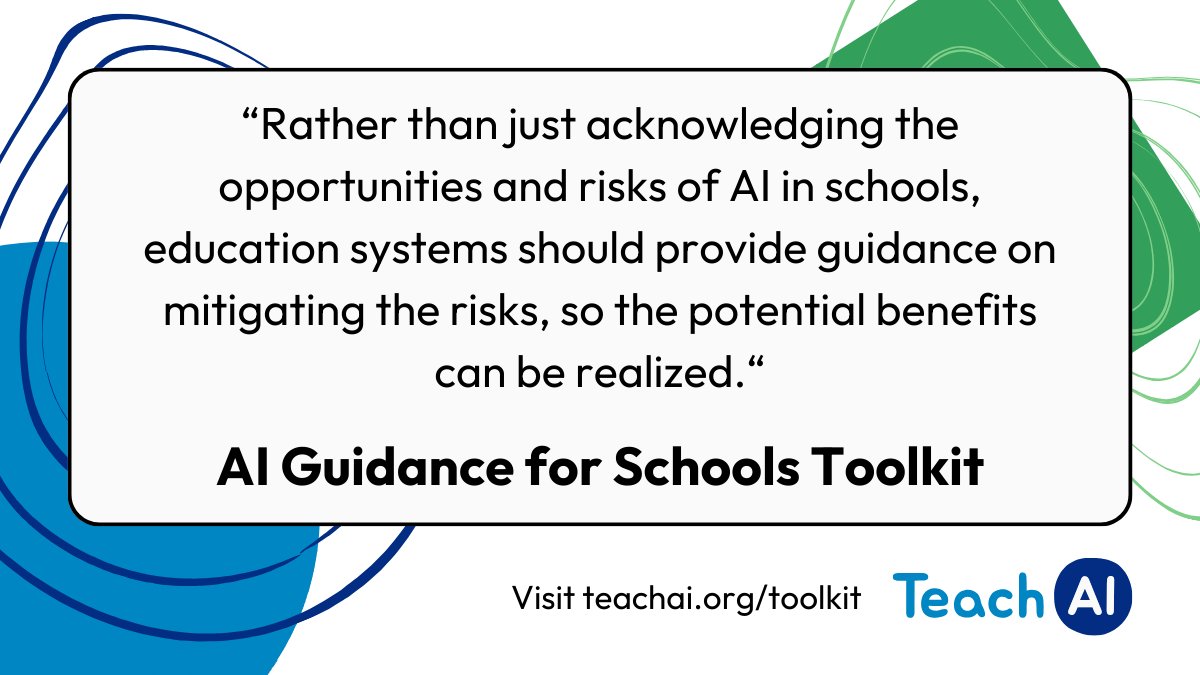 58% of students are using generative AI tools, but many schools don't have clear policies on how to use AI ethically and responsibly. We’re excited to have supported the development of the AI Guidance for Schools Toolkit with #TeachAI! ➡️ bit.ly/3M5KXTv