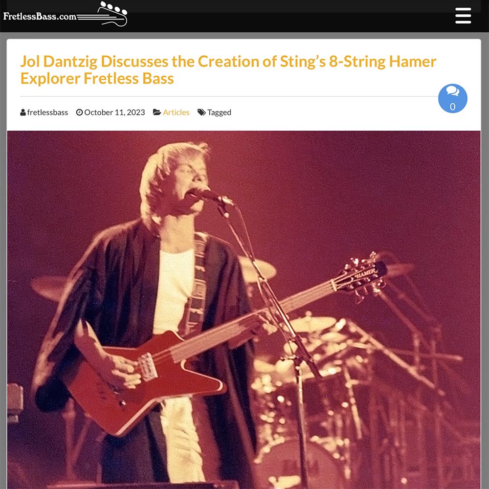 Exclusive - I discuss the creation of Sting’s red fretless Hamer 8-string Explorer bass with Jol Dantzig –  fretlessbass.com @officialsting #fretlessbass #nofretsnolimits #joldantzig #hamerguitars #hamer #bassguitar #thepolice @thepoliceband <a href="/asummersmusic/">Andy Summers Official</a> #fretless