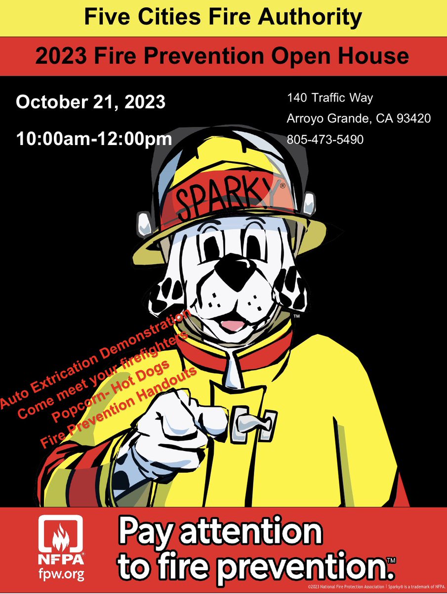 Join FCFA for our annual Open House this Saturday 10/21/23 from 10am-Noon. See the Jaws of Life in action, check out fire engines and learn about fire safety! #cookingsafetystartswithyou #5citiesfire #nfpa