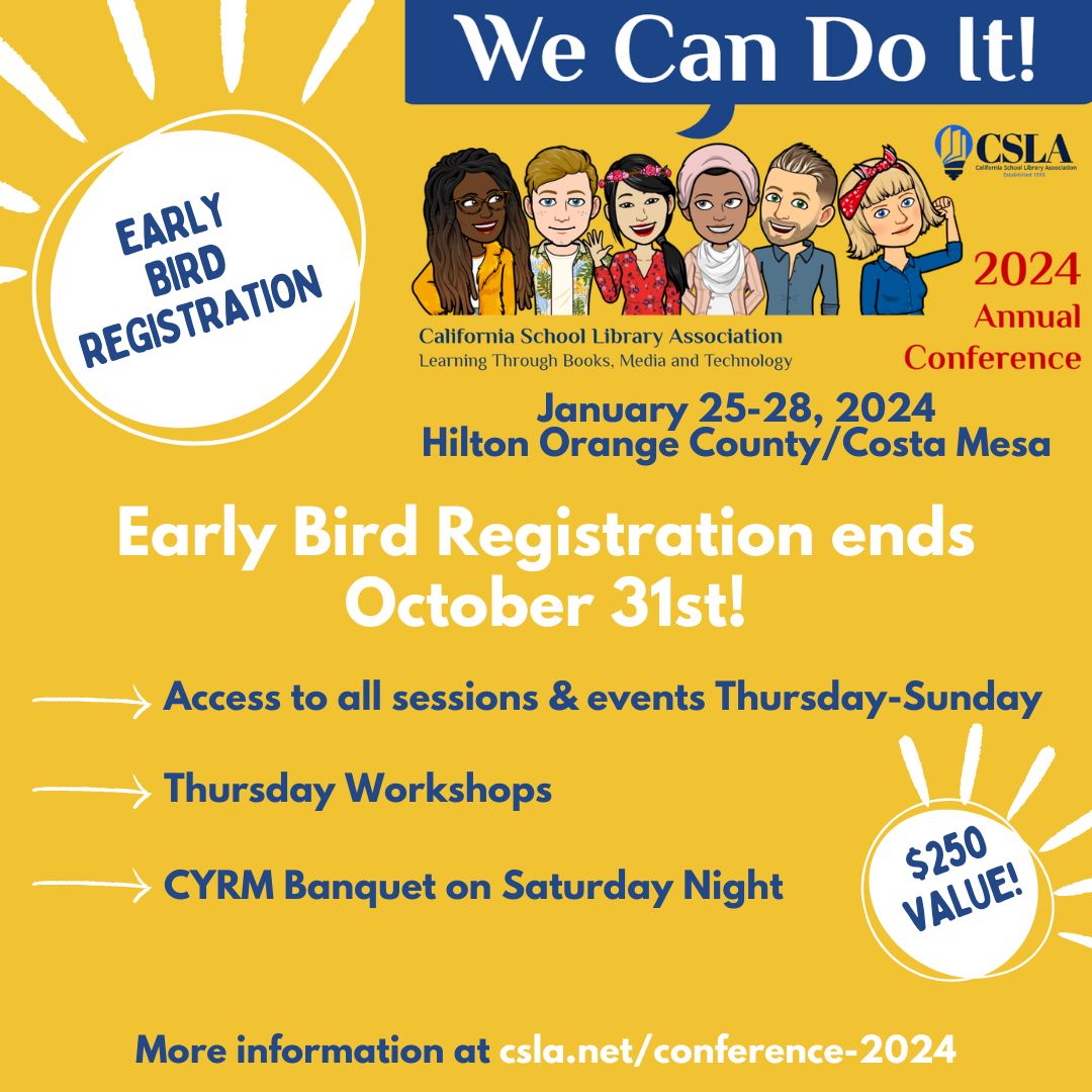Early Bird Registration ends October 31st! Early Bird Registration includes access to all sessions & events Thursday - Sunday and the CYRM Banquet on Saturday night! The CSLA Annual Conference 2024 is Jan 25-28, 2024. Register now at buff.ly/46S2rKN! #bettertogether