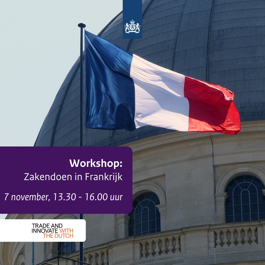 Meer weten over regels en praktische zaken bij het aangaan van zakelijke relaties in Frankrijk? Doe mee met de workshop 'Zakendoen in Frankrijk' op 7 november! ➡️ rvo.nl/evenementen/wo… #netwerken #internationaalzakendoen #TINL @NLenFrance