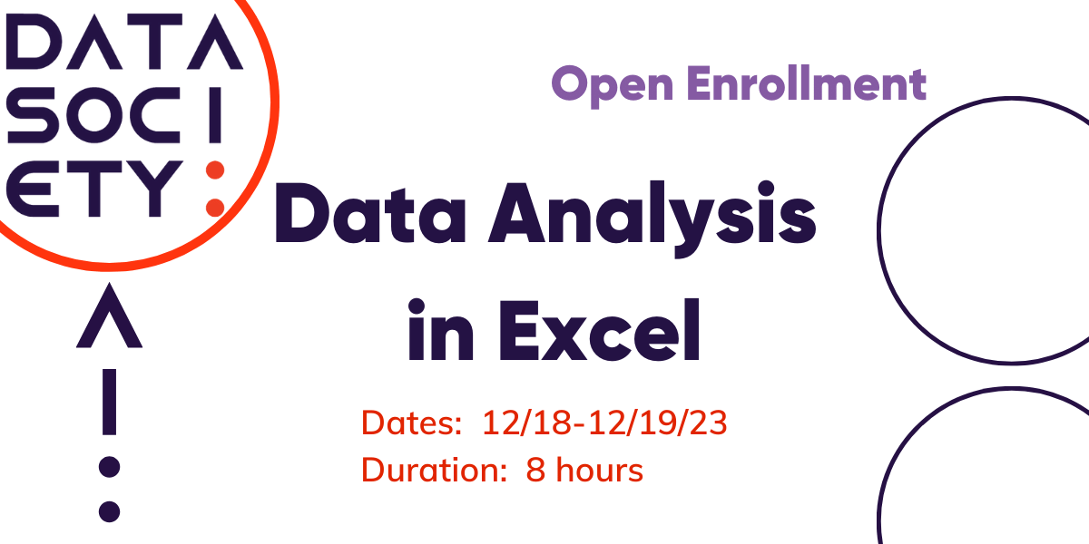 datasocietyco's tweet image. If you have foundational Excel skills, our #DataAnalysisinExcel course will give you the boost you need to build, evaluate, and optimize #datamodels in Excel.
Learn more & Register: hubs.la/Q025PFPv0
