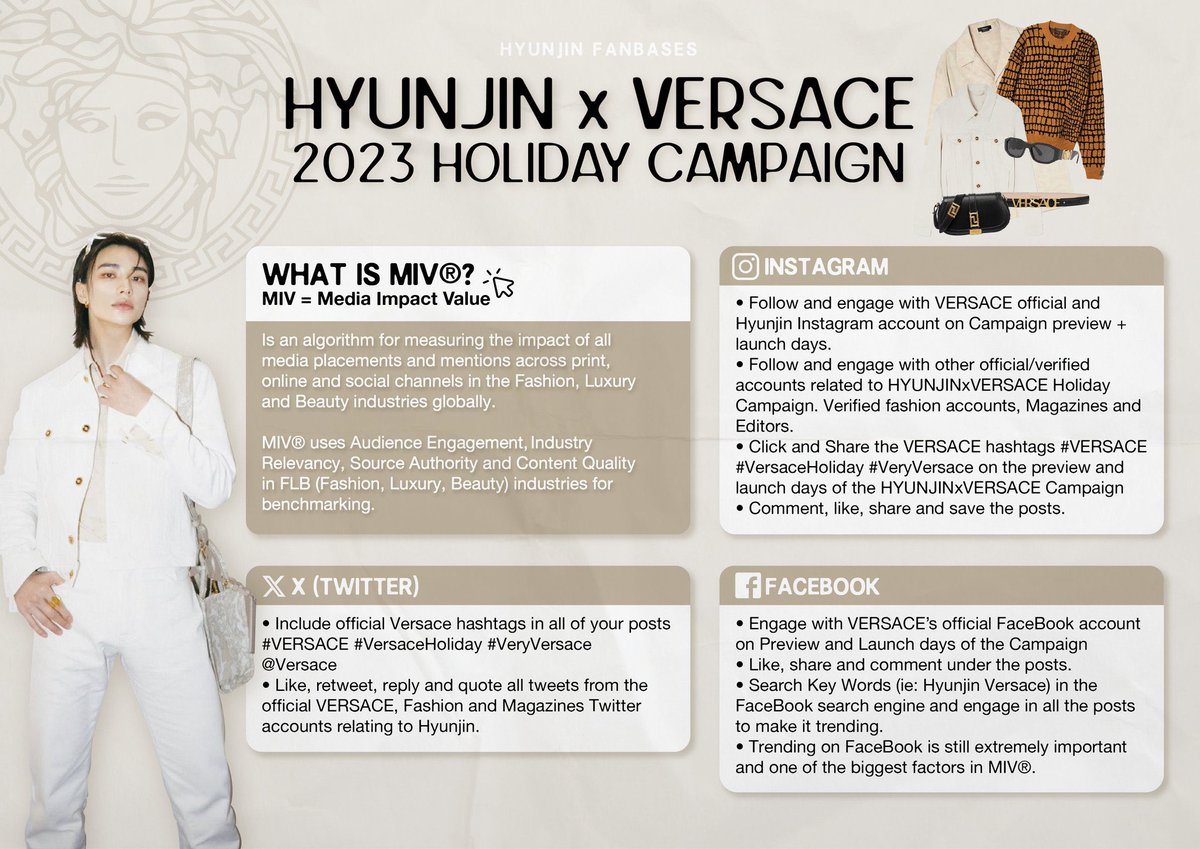 HYUNJIN x VERSACE HOLIDAY CAMPAIGN 23 ✨ We are less than three weeks away from Hyunjin’s first ever VERSACE campaign as their global brand ambassador and it’s extremely important that we go all out! Please read the following for MIV which will benefit both Hyunjin and…