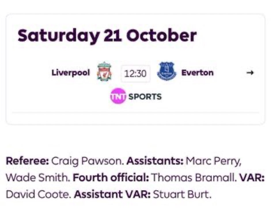 LFCBD2's tweet photo. Match officials confirmed for match against Everton

#lfc #liverpool #salah #merseyside https://t.co/SyWQRUtkG0