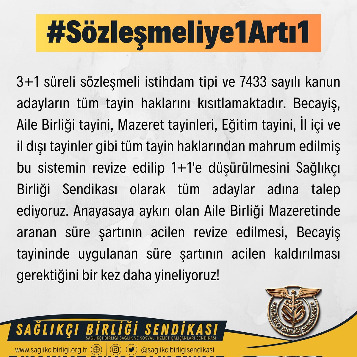 663 sayılı KHK hakkında <a href="/TBMMresmi/">TBMM</a> vekillerimiz artık kanun değişikliği teklifi vererek köhneleşmiş 3+1 sistemini rafa kaldırmalıdır. Kamu ihtiyacını da gözeten #Sözleşmeliye1Artı1 sistemi meclisten geçmeli ve 1+1 tayin sistemi kamuya kazandırılmalıdır.