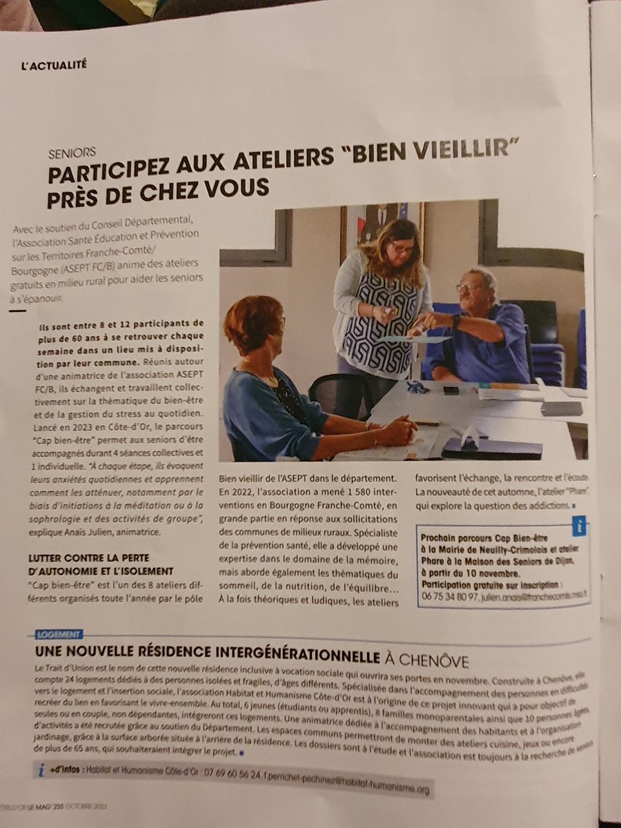 AnaisAsept's tweet photo. Présentation de l'atelier Cap Bien Être sur le magazine @CD_CotedOr le mag' qui est venu le temps d 'une séance ! https://t.co/sKzZBbMzUW