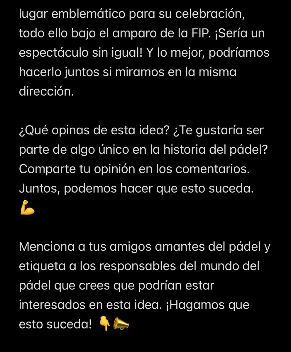 alvarocepero's tweet photo. 🎾 ¡Unidos por el Padel! 🌍

¿Que os parece? ➡️ os leo 😍 https://t.co/NusIv8YVhZ
