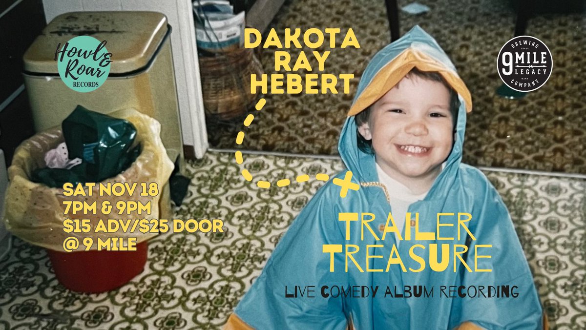 Dorkota Ray Hebert (@dakota_raymond) on Twitter photo 🚨SASKATOON 19+🚨
Im recording my 2nd comedy album/1st special TRAILER TREASURE!
Come to 9 Mile on Sat Nov 18th! It’s being filmed, so dress your Trailer Treasuriest! ✨
A big THANK YOU to <a href="/howl_roar/">Howl & Roar</a> and <a href="/9MileLegacy/">9 Mile Legacy Brewing</a>!
Ah! This is gonna be so much fun!
eventbrite.ca/e/dakota-ray-h… 🚨SASKATOON 19+🚨
Im recording my 2nd comedy album/1st special TRAILER TREASURE!
Come to 9 Mile on Sat Nov 18th! It’s being filmed, so dress your Trailer Treasuriest! ✨
A big THANK YOU to <a href="/howl_roar/">Howl & Roar</a> and <a href="/9MileLegacy/">9 Mile Legacy Brewing</a>!
Ah! This is gonna be so much fun!
eventbrite.ca/e/dakota-ray-h…