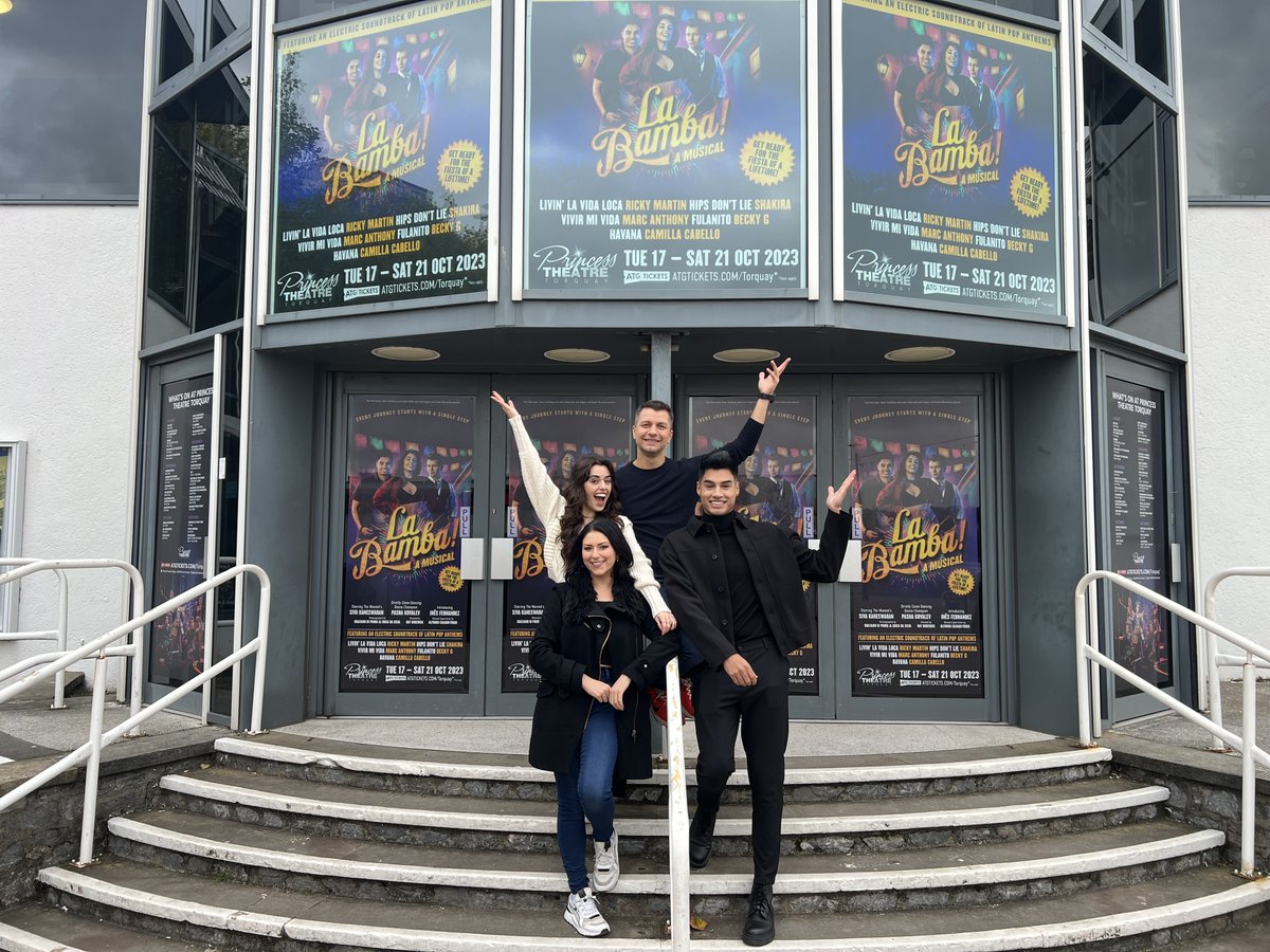 PrincessTorquay's tweet photo. @LaBambaOnStage is here in Torquay!

We introduced @PashaKovalev @SivaKaneswaran Inês Fernandez and @StefaniAriza to a blustery Torquay with a quick photo shoot! 📸 

Make sure you get down to see it this week!

Tickets from £13!

📆 Until Sat 21 Oct
🎟️ https://t.co/F8uo1so7Ca https://t.co/rxiCndV84U