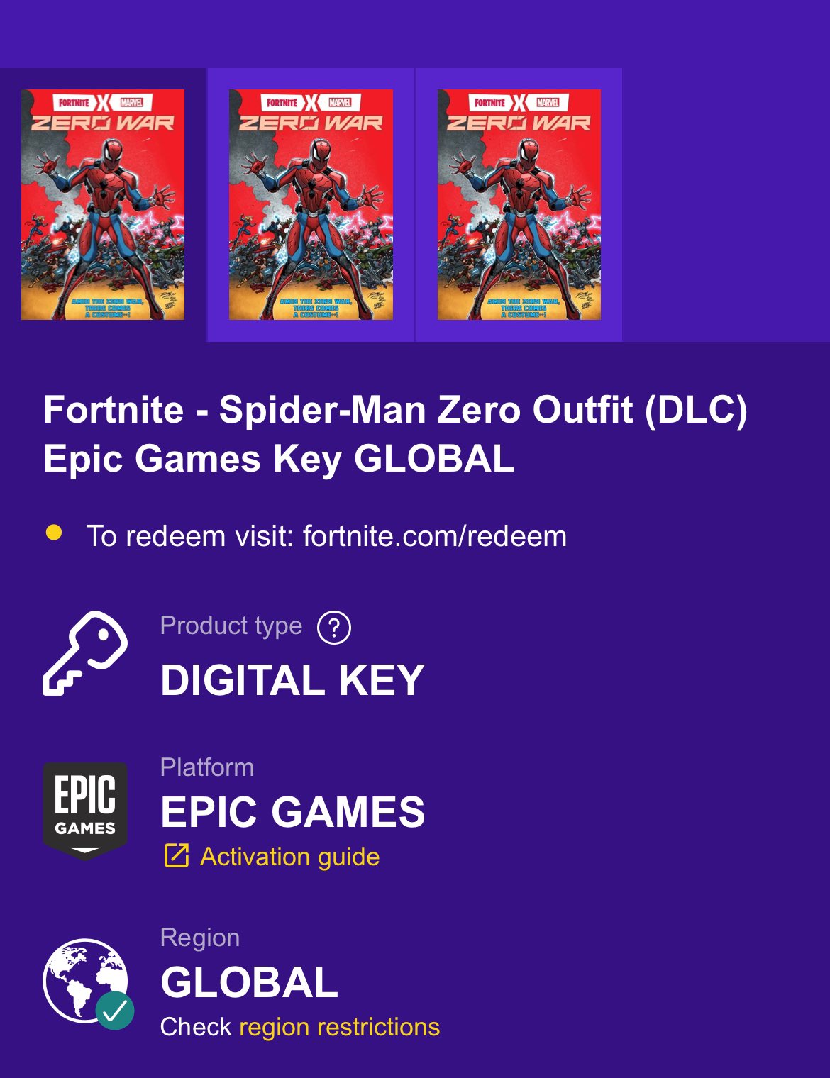 Fortnite X Marvel Spider-Man Zero Outfit - Buy Epic Games Key