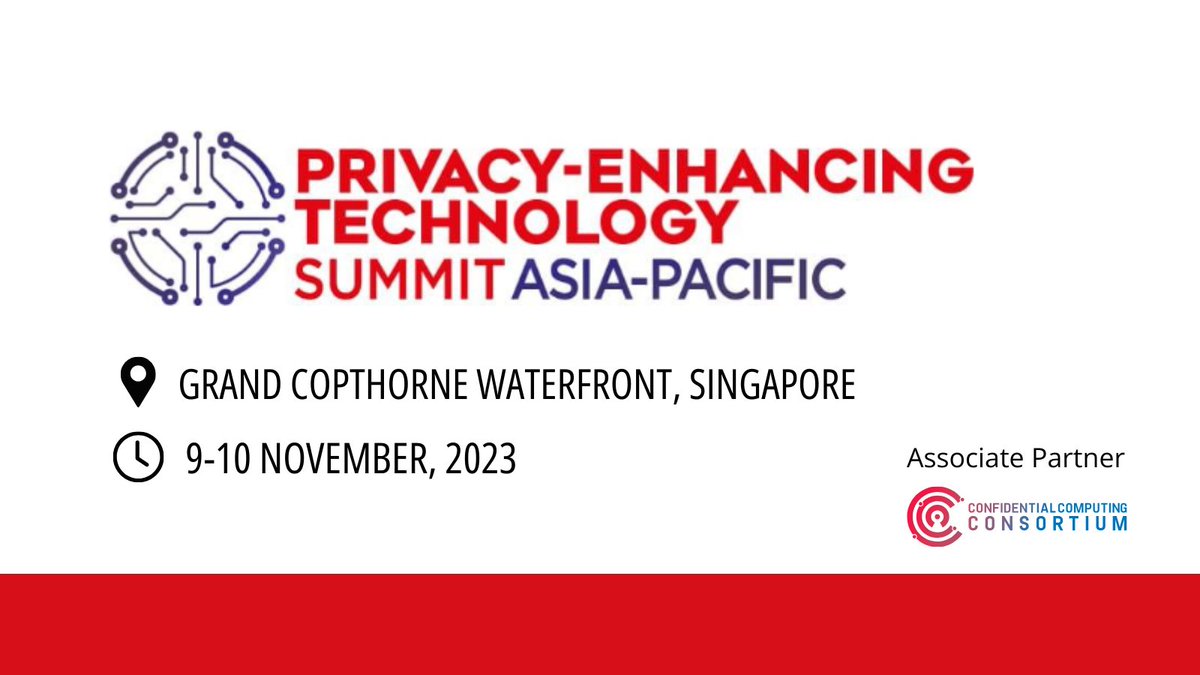 ConfidentialC2's tweet photo. We're proud to support PET Summit Singapore 2023 as an Associate Partner! Join us on November 9-10 for a deep dive into privacy-enhancing technologies and more.
RSVP: https://t.co/MveKIwugky
#PETSummit #confidentialcomputing #privacy #opensource https://t.co/0cccYB9BIq