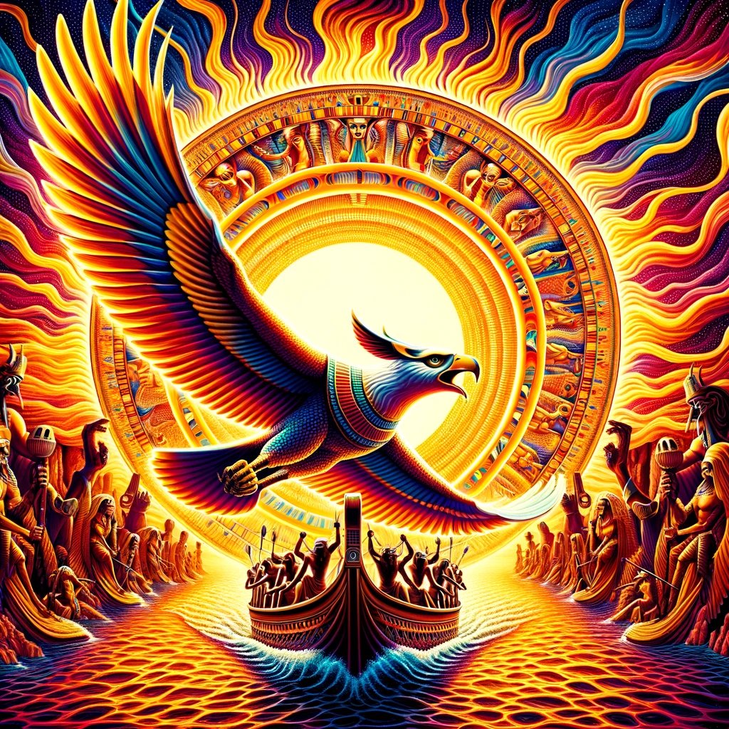 LegendLoreDaily's tweet photo. 🌞 According to ancient Egyptian mythology, the sun god Ra travels the sky by day in a solar bark, and navigates through the underworld by night, battling forces of chaos to dawn anew. #AncientEchoes https://t.co/IbFgyqXIGv