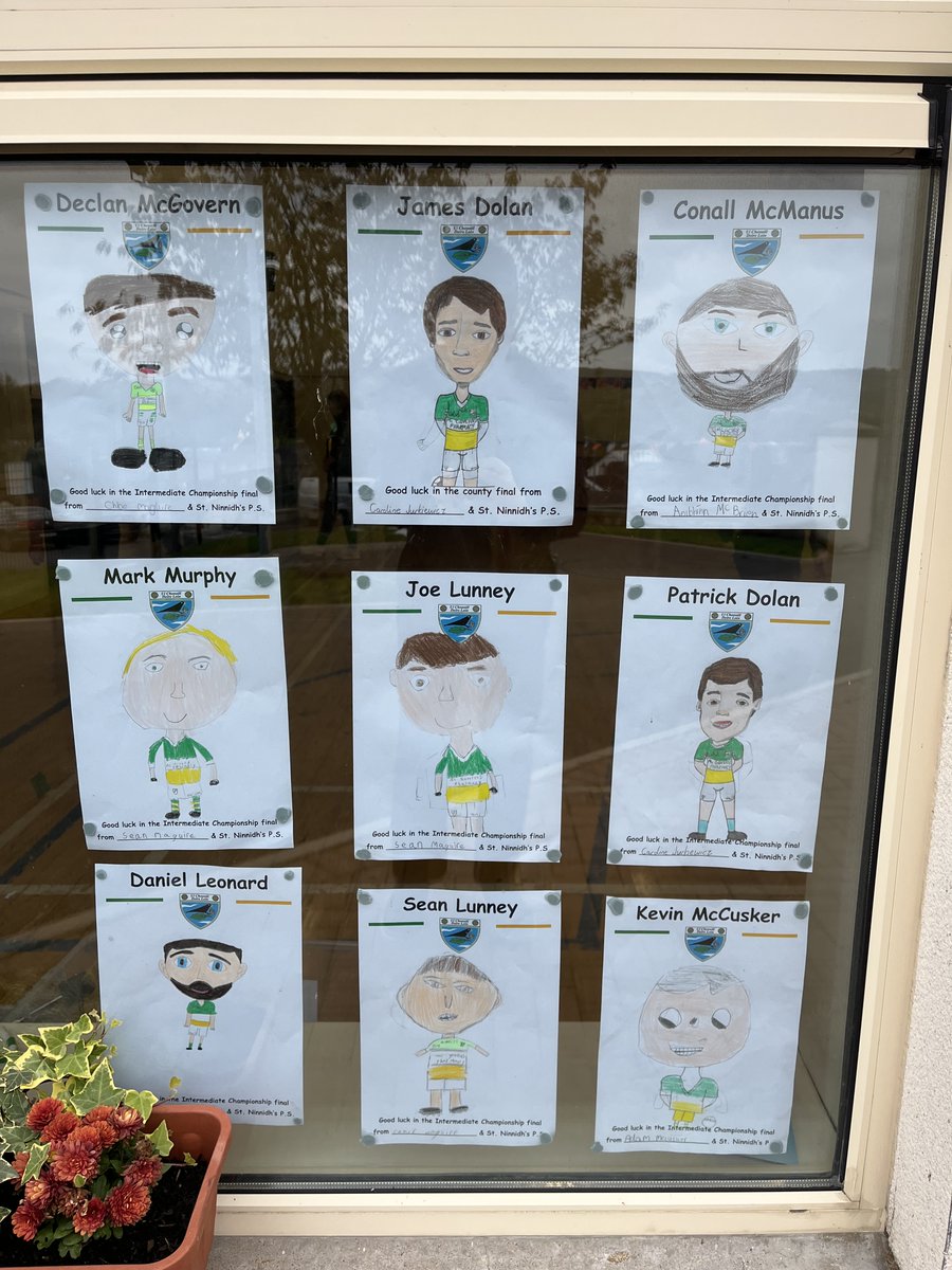 Our Year 6 class are Up for the Match ahead of this weekend's big <a href="/FermanaghGAA/">Fermanagh GAA</a> Intermediate Championship Final. Great supporters and even better artists! Good luck to <a href="/DerrylinGFC/">Derrylin GFC</a> ! Bring home the 🏆!