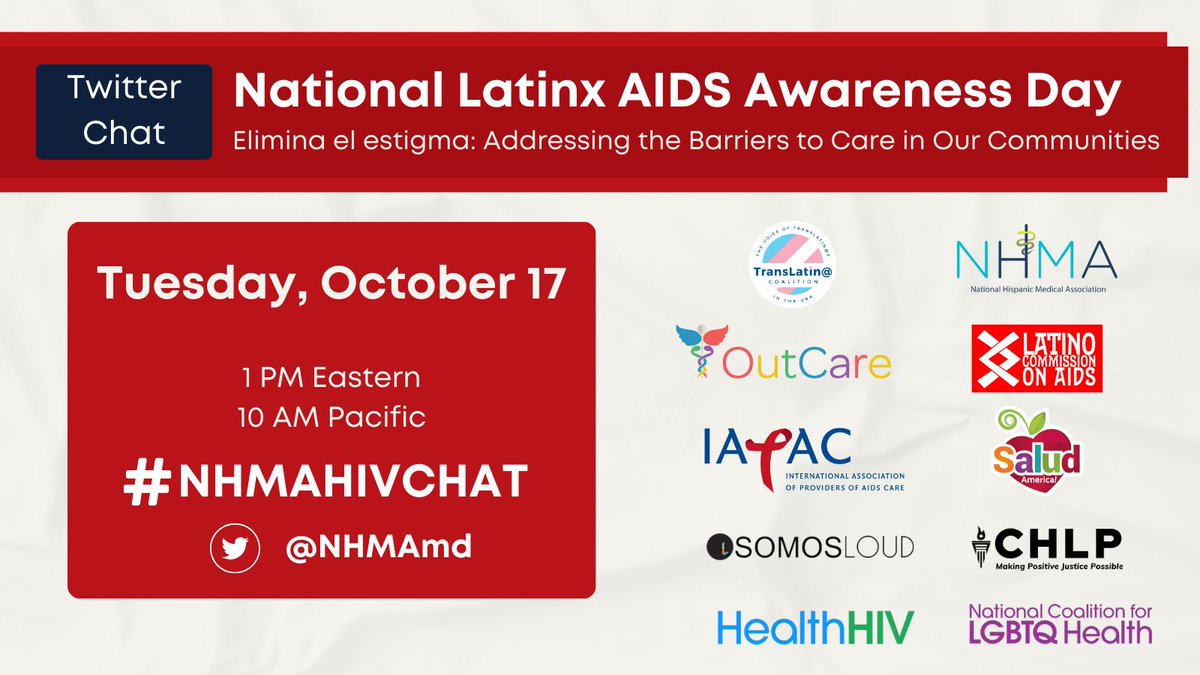 The TransLatin@ Coalition is participating as a co-host for the anticipated National Latinx AIDS Awareness Day Twitter Chat discussion. #NHMAHIVCHAT #TransLatinaCoalition #TGI