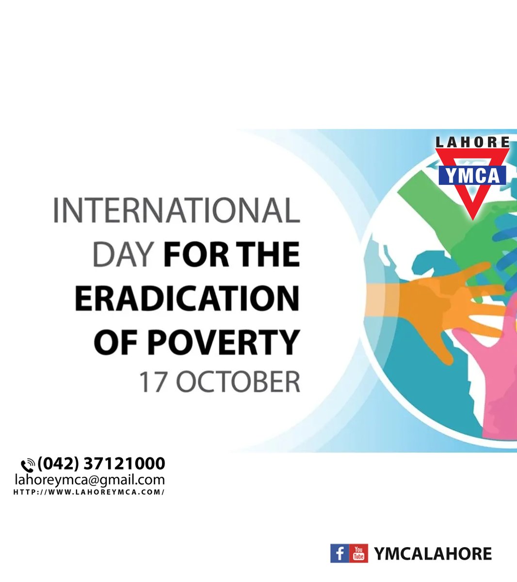Together We Can End Poverty: International Day for the Eradication of Poverty#EndPoverty
#EradicatePoverty
#GlobalSolidarity
#PovertyAlleviation #ymcalahore