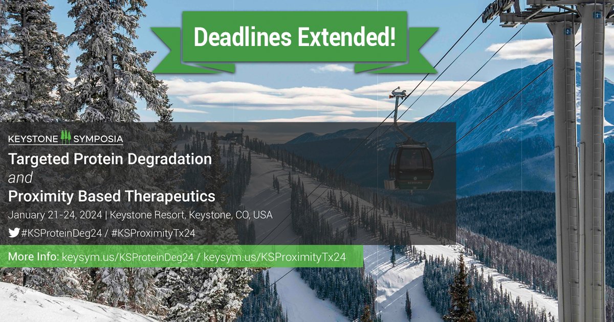 October 26th is the 🗓️, 11:59pm MDT is the ⌚️. Get your scholarship applications & abstract submissions in for the joint meeting on #TargetedProteinDegradation & #ProximityBasedTherapeutics. hubs.la/Q025nY370 or hubs.la/Q025pkTb0
#KSProteinDeg24 #KSProximityTx24