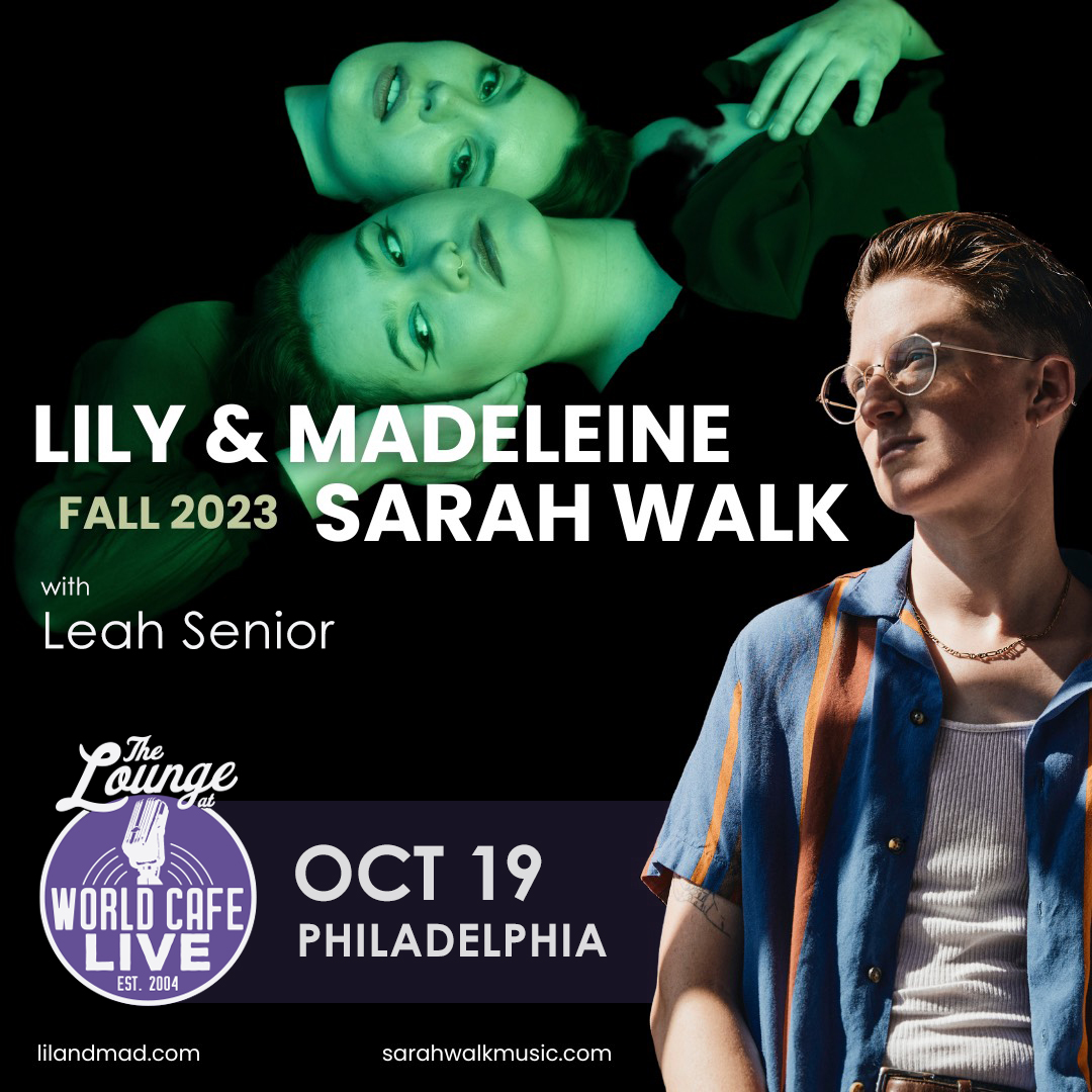 World Cafe Live (@worldcafelive) on Twitter photo *Tonight in Philly* <a href="/LilandMad/">Lily & Madeleine</a> with @sarah_walk and <a href="/LeahSeniorMusic/">Leah Senior</a>! The Lounge opens at 6pm for dinner & drinks, music starts at 8pm. Tickets: bit.ly/44ZGPLT *Tonight in Philly* <a href="/LilandMad/">Lily & Madeleine</a> with @sarah_walk and <a href="/LeahSeniorMusic/">Leah Senior</a>! The Lounge opens at 6pm for dinner & drinks, music starts at 8pm. Tickets: bit.ly/44ZGPLT