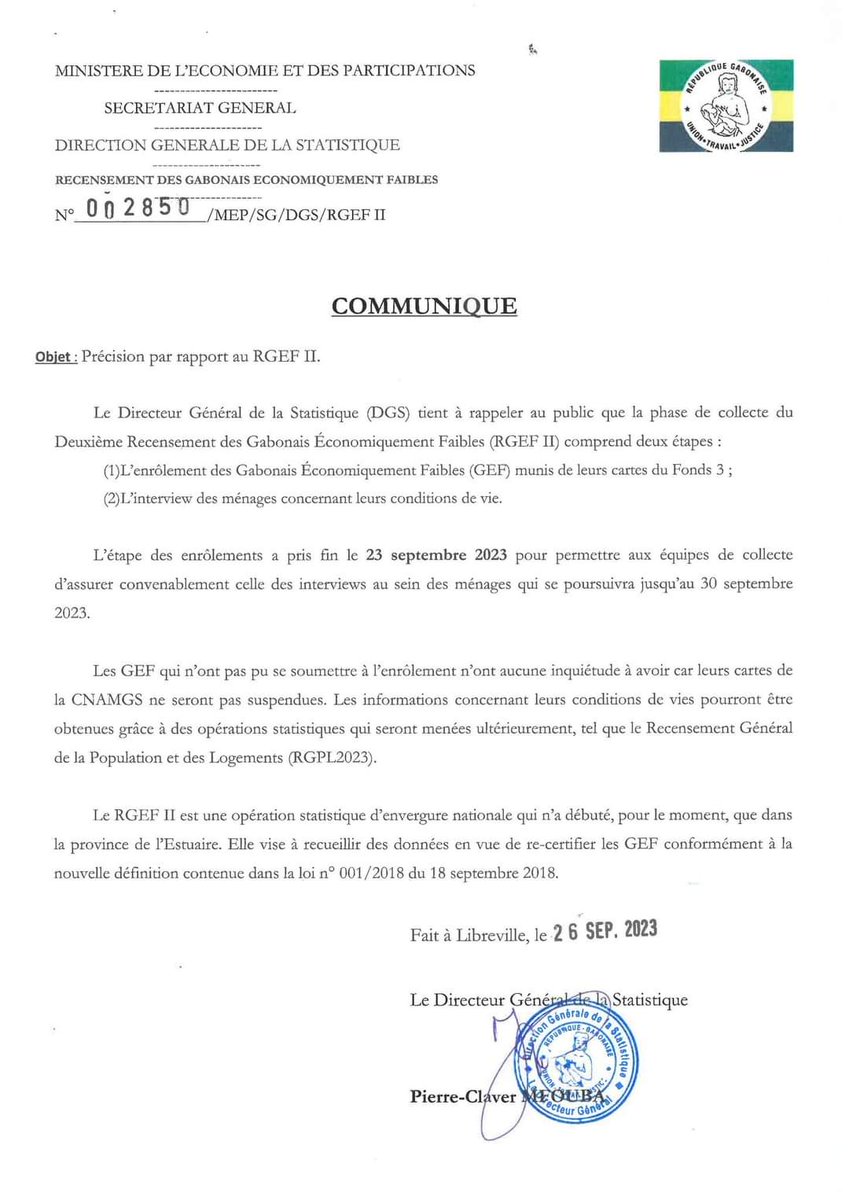 Direction Générale de la Statistique-Gabon (@dgstatgabon) on Twitter photo 