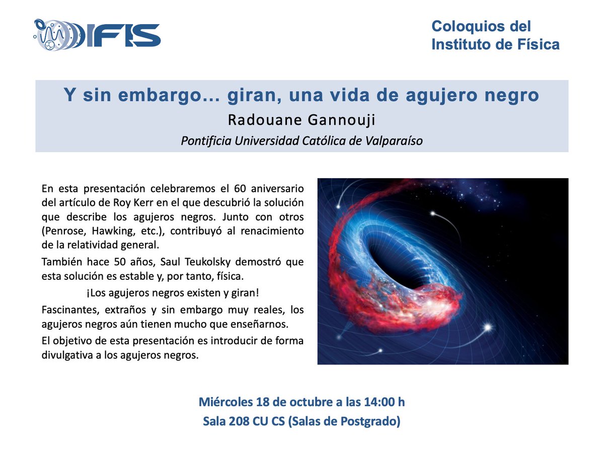Este miércoles tendremos una nueva edición de coloquios a cargo del profesor de nuestro Instituto Radouane Gannouji. ¡No te lo pierdas!
Encuéntranos este miércoles 18 de octubre a las 11:00hrs en la sala 208 CU CS.