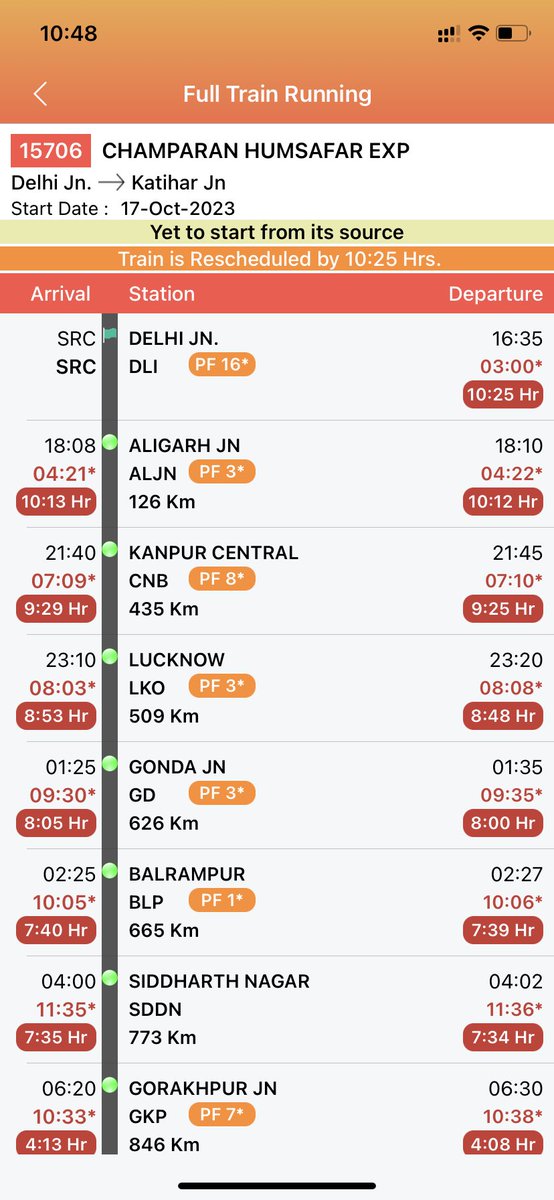cruisetarun's tweet photo. ⁦@RailMinIndia⁩ ⁦@AshwiniVaishnaw⁩ Is there a reason behind train 15706 delay of 10+ hrs from its starting station? My old age parents r at station waiting 4 this train to start . Train which was scheduled to depart in eveng is nw scheduled to depart in early morning. https://t.co/0UHxNK7m29