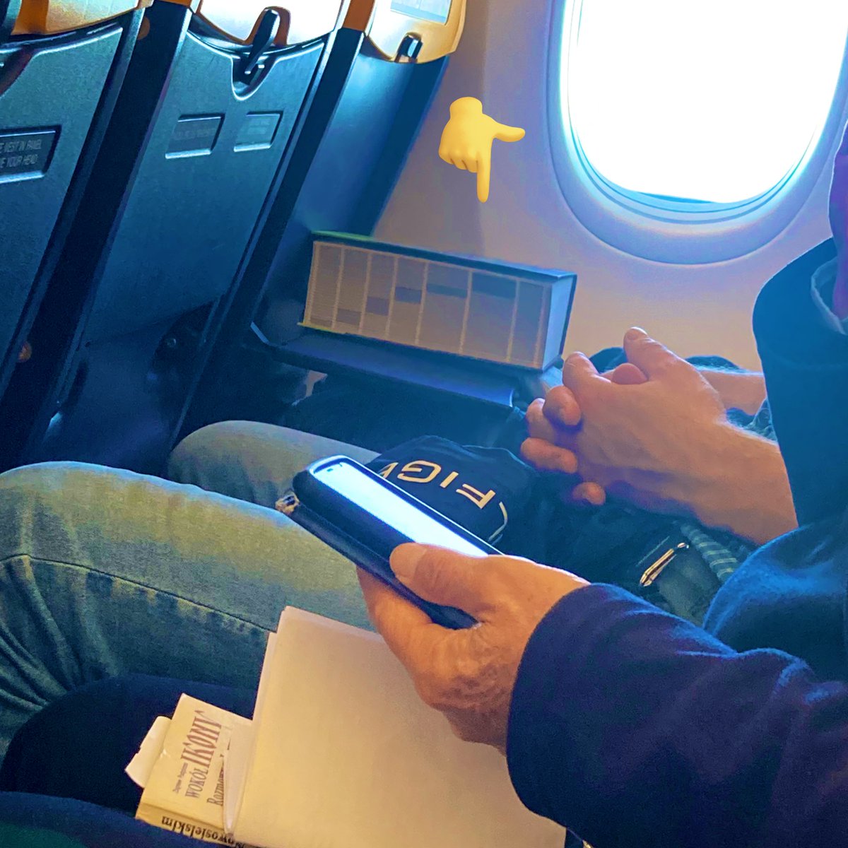 northnorth_west's tweet photo. Woman across the aisle on my flight back from Poland today also by the looks of it in my KOD/“gorszy sort” club - however, if there was ever a Tokarczuk to get on Kindle, *when travelling Ryanair*, it’s this one… #TheBooksOfJacob 🧱 https://t.co/Fut3eDtrK6
