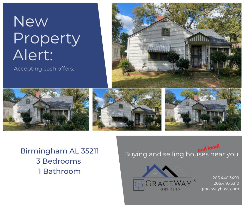 New Property Alert in Birmingham 35211 - details: tinyurl.com/2svt5e2c

#gracewaybuys
#birminghamrealestate
#rentalrealestate