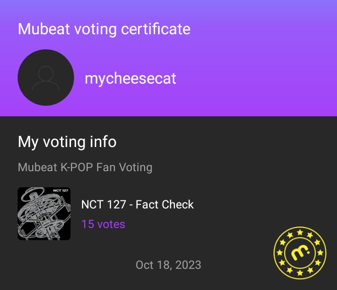 mycheesecat's tweet photo. 🗳 Since some of the rules weren't met, I could only give 15 votes for #NCT127 https://t.co/BoVixJ8fA7