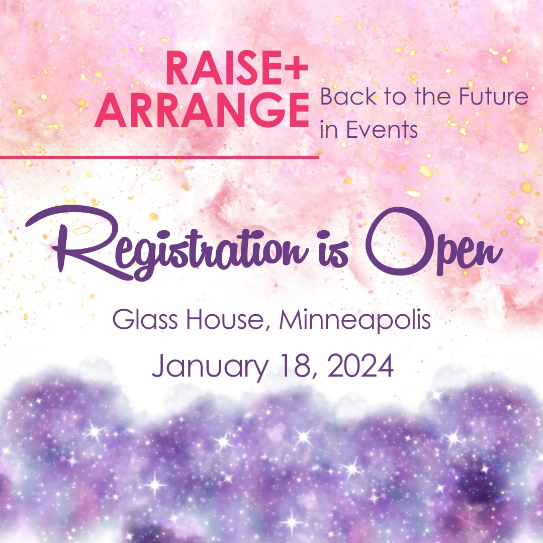 RAISE + ARRANGE is back!
You don't want to miss topics like "How to Raise a Million Dollars in One Night" and "Future is Now - Event Technology". 

Registration is  open with in-person tickets,, online options, student tickets and more. 
ow.ly/8xTG50PXPc7