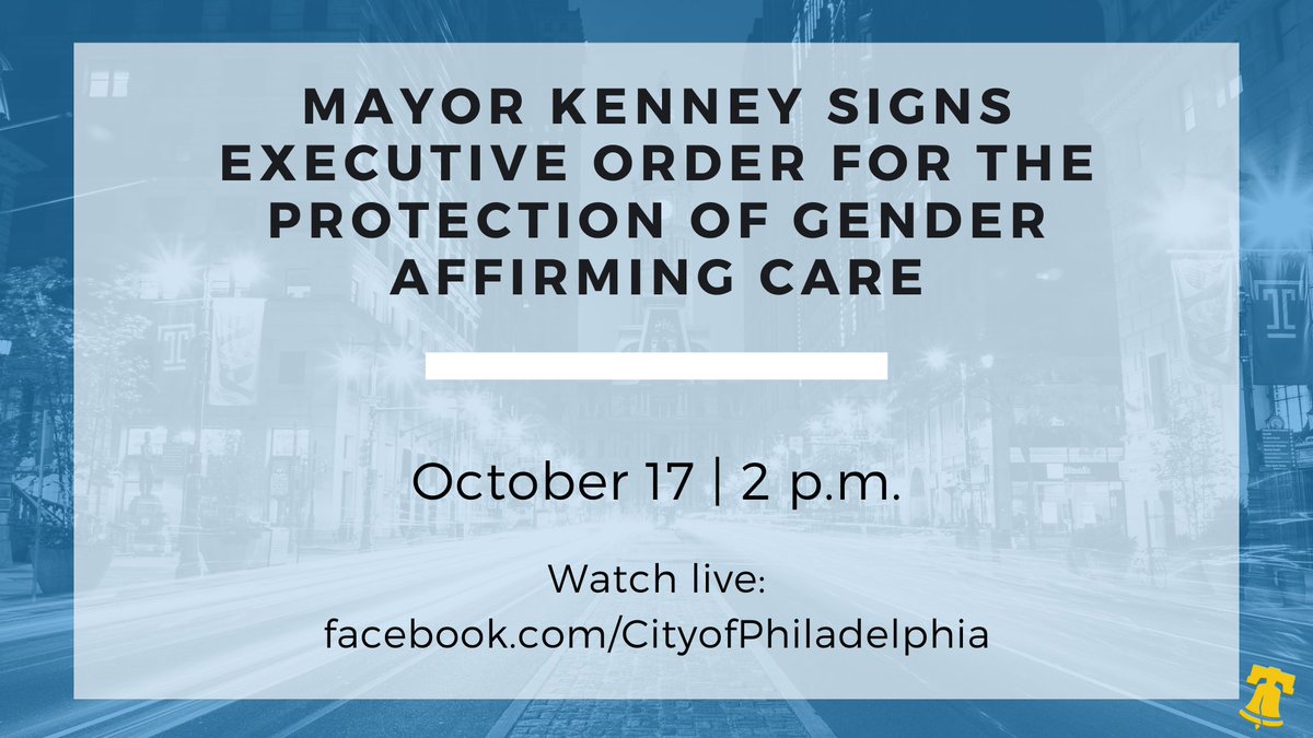 Join us at 2 p.m. as <a href="/PhillyMayor/">Mayor Cherelle L. Parker</a> signs Executive Order 4-23 for the protection of individuals seeking, receiving, and providing gender-affirming health care. facebook.com/CityofPhiladel…