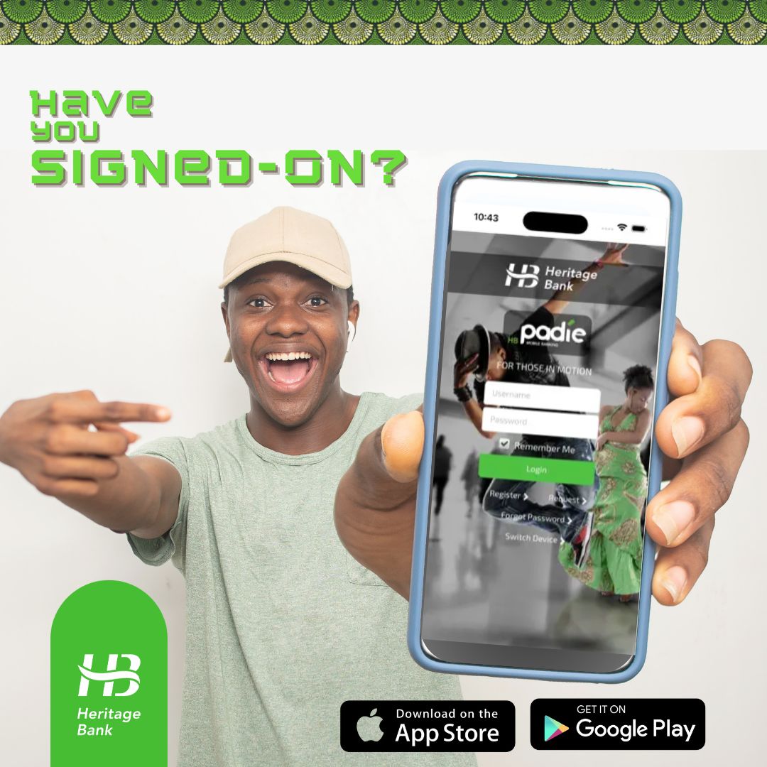 heritagebankplc's tweet photo. Hello...have you signed on yet?

You can carry out your transactions from anywhere with HB Padie.

Get and download the app on iOS or Google Play.

Thank you for Banking with us!

#Download
#HBpadie
#HeritageBank 
#YourTimelessWealthPartner https://t.co/M0zXPKMNMJ