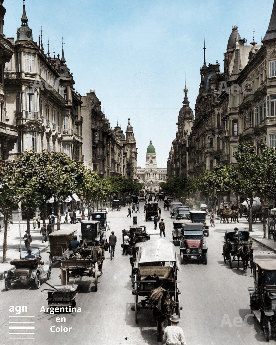 And Buenos Aires was known as "the Paris of South America".  This is Avenida de Mayo looking towards Congress in 1918: