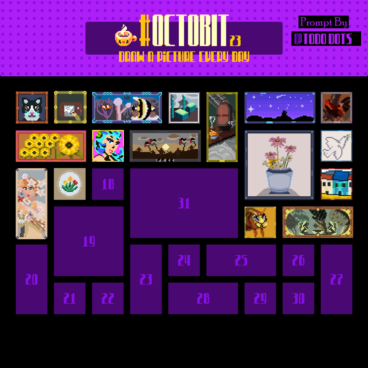 17 - Embroidery

#Octobit #Octobit2023 #pixelart #pixelartist