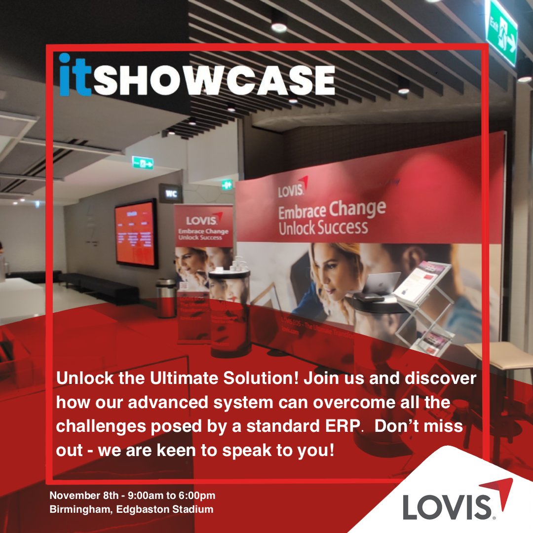 Join us on 𝗡𝗼𝘃𝗲𝗺𝗯𝗲𝗿 𝟴𝘁𝗵 𝗮𝘁 𝗜𝘁𝗦𝗛𝗢𝗪𝗖𝗔𝗦𝗘 at 𝘌𝘥𝘨𝘣𝘢𝘴𝘵𝘰𝘯 𝘊𝘳𝘪𝘤𝘬𝘦𝘵 𝘎𝘳𝘰𝘶𝘯𝘥 𝘉𝘪𝘳𝘮𝘪𝘯𝘨𝘩𝘢𝘮! Visit our booth and discover how 𝗟𝗢𝗩𝗜𝗦 𝗘𝗢𝗦 𝗰𝗮𝗻 𝗿𝗲𝘃𝗼𝗹𝘂𝘁𝗶𝗼𝗻𝗶𝘀𝗲 𝘆𝗼𝘂𝗿 𝗯𝘂𝘀𝗶𝗻𝗲𝘀𝘀 for unparalleled success.#EOS #ERP
