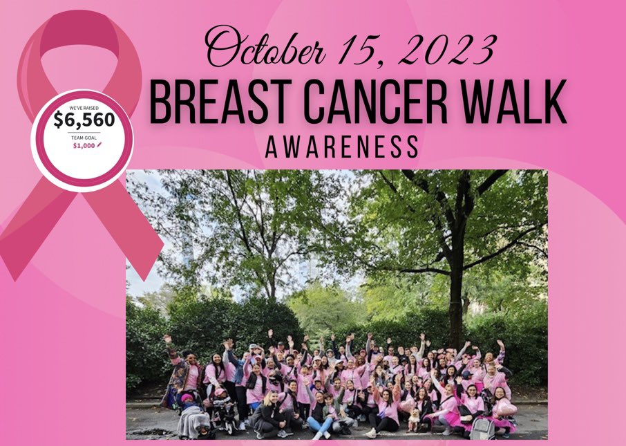 Thank you to everyone who joined us for the Breast Cancer Walk this weekend. We exceeded our fundraising goal. @MountSinaiNYC @MSHSBreast @AmericanCancer @nycmobilemammo @RofskyMD @MargoliesLaurie