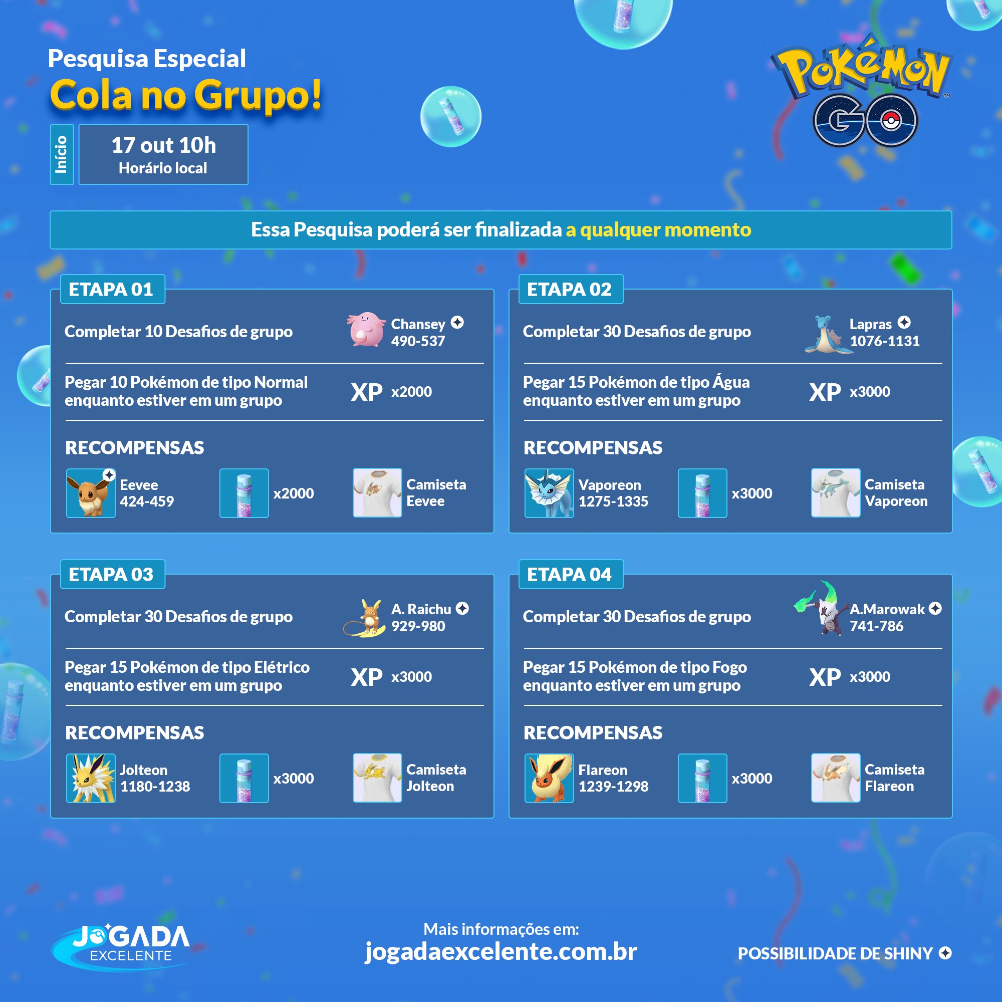 Pokémon Go ganha pesquisas especiais e novo sistema de nível